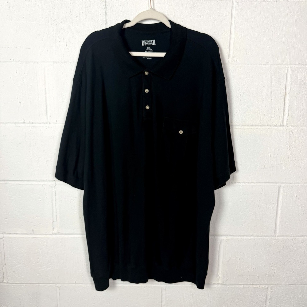 Duluth Trading Co Mens Pique Polo Big & Tall SZ 2XL Black Banded Hem Casual